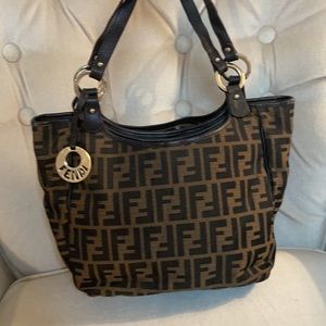 Fendi Zucca Logo/Charm Shoulder Bag